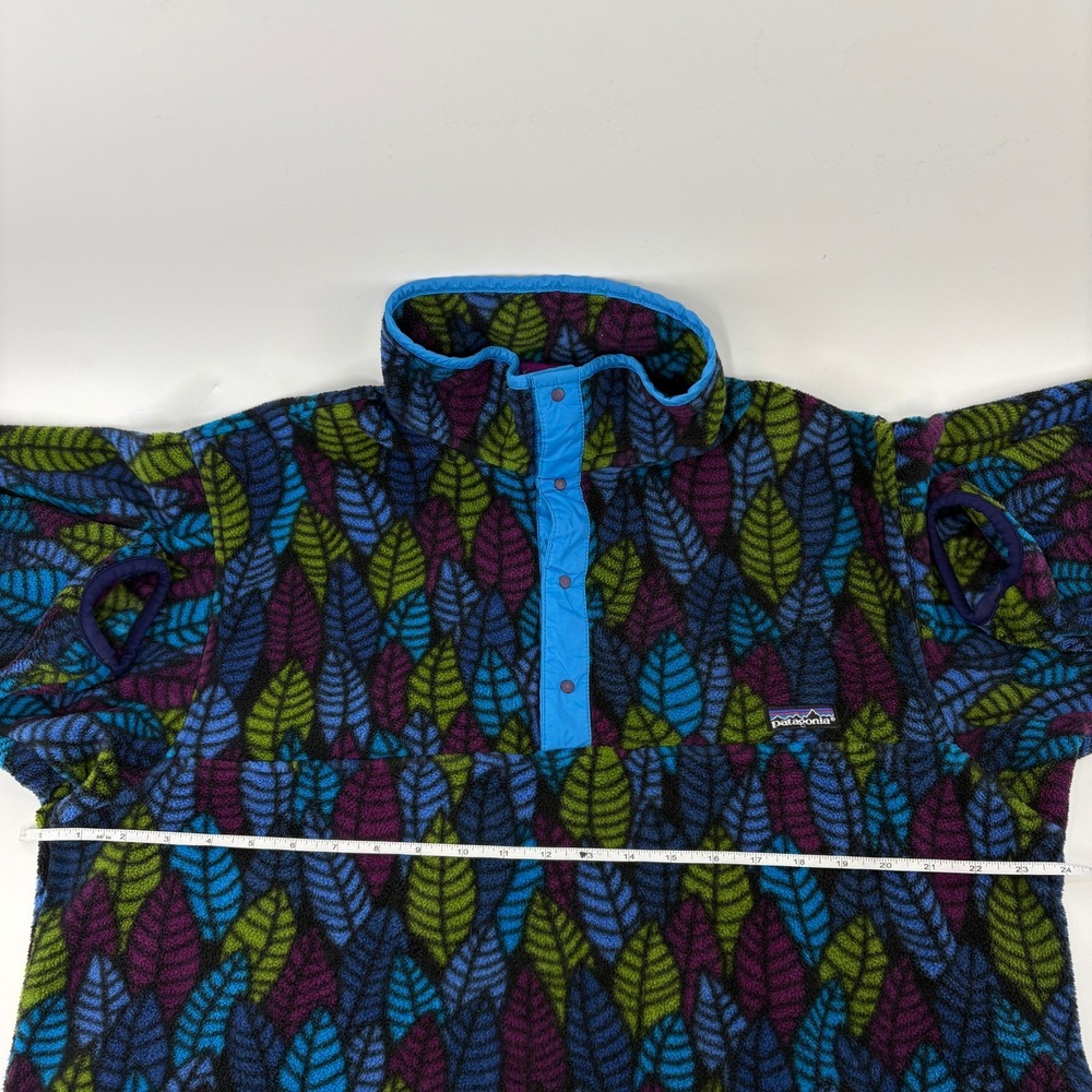 Vintage 90s Patagonia Synchilla Snap T Fleece Pullover L Leaf Print USA Made - Picture 7 of 13